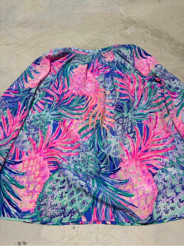Lilly pulitzer Elsa gypset paradise Pineapple Print Long Sleeve Blouse large - Image 8