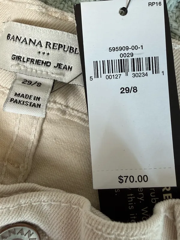 NWT Banana Republic Factory Girlfriend Jeans Womens 29/8 Ecru Cream Denim Pants - Image 3