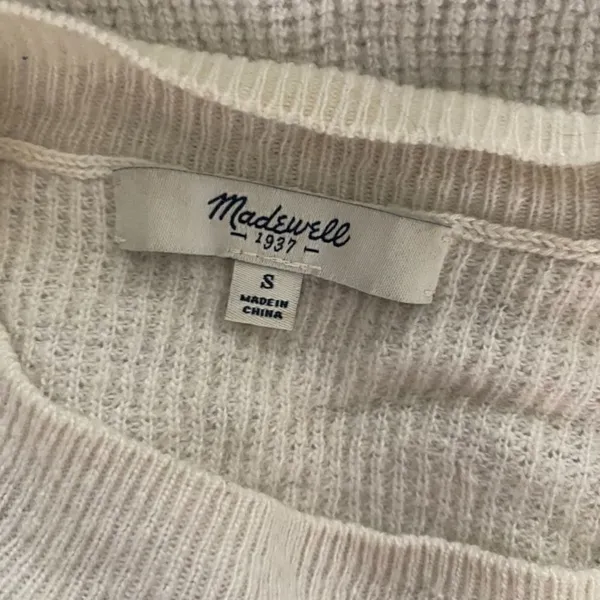 Madewell Cream Sweater w Stripe Detail | Size Small - Image 4