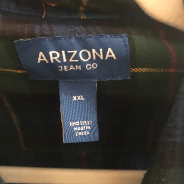 100% cotton green and black Arizona button up down plaid flannel shirt - Image 3