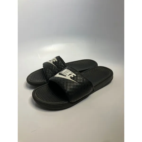 Nike Benassi JDI Slides Womens 9 Black Excellent Tonal Checkerboard 343881-011 - Image 3