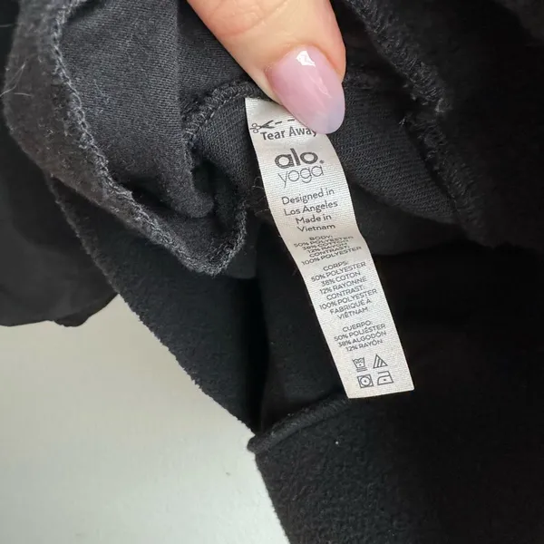 Alo Yoga Black Mixed Media Nylon Oversized Relaxed Hoodie Size Small Gym Travel - Image 8