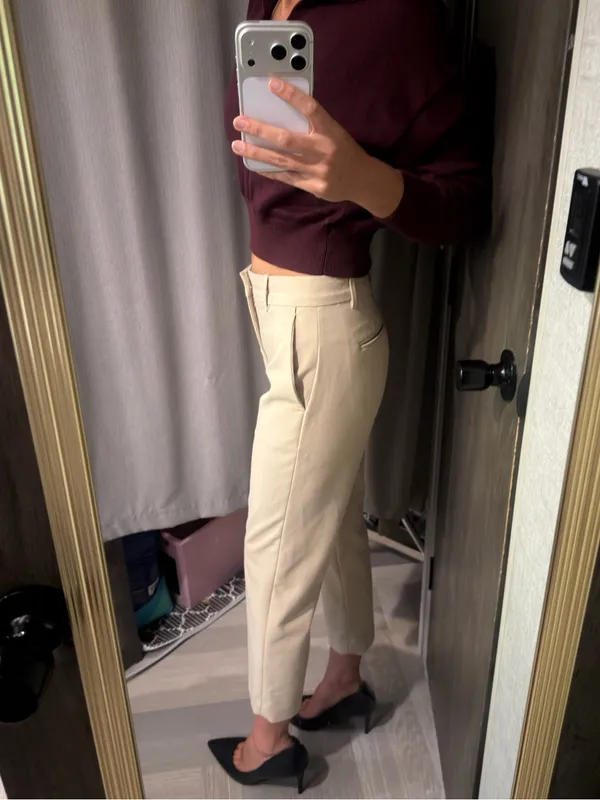 Club Monaco Mid Rise Slim Cropped Dress Pants in Natural Tan Size 00 Regular - Image 5