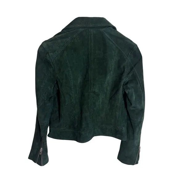 Blank NYC Suede Moto Jacket Forest Green Leather Biker 73K-9592NO Small - Image 5