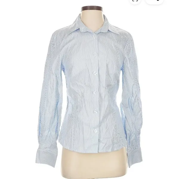 Mode Mischief Oversized Cinch Shirt Striped Cotton‎ Button Down XS Long Sleeve - Image 5