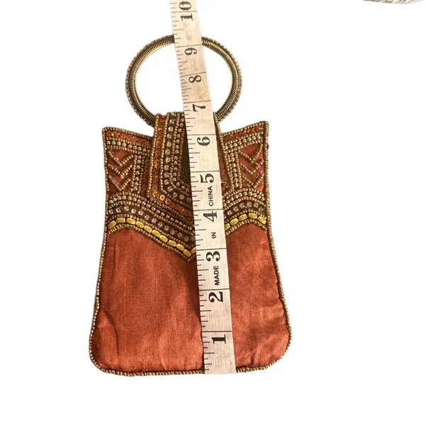 Elegant Beaded Evening Bag - Gold and Brown - Image 3