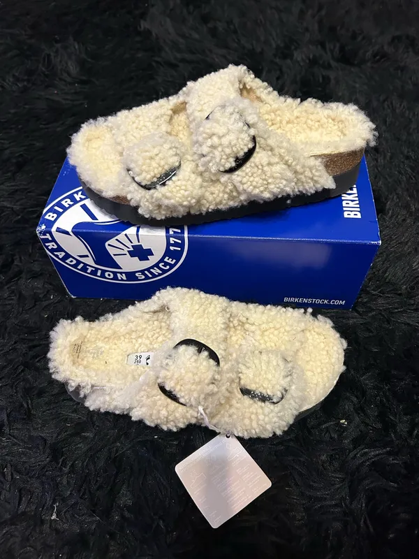 PAPILLIO by Birkenstock Arizona fir shearling sandals slippers shoes women’s eur 39 new - Image 9