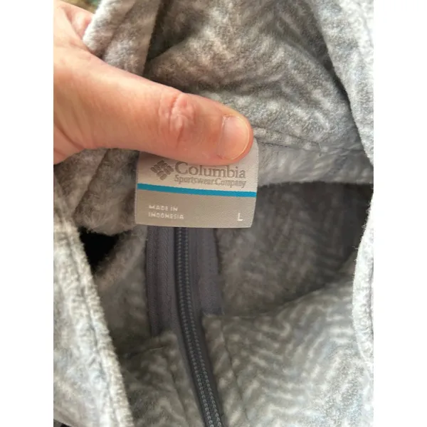 Columbia grey full zip fleece jacket Large ski Layerable outdoor - Image 5