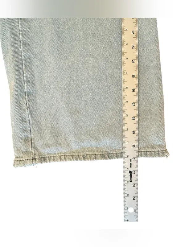 Edikted Baggy Wide Leg Jeans Womens XL Light Wash Distressed Raw Hem Y2K - Image 11