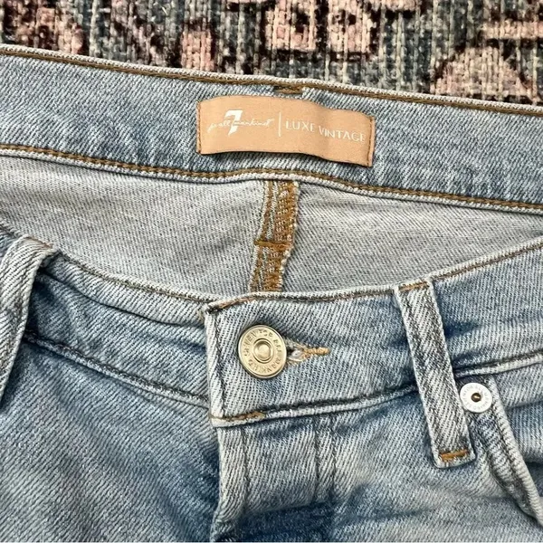 7 For All Mankind Josefina Skinny Boyfriend Distressed Jeans Light Wash Size 29 - Image 4