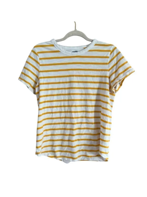 Old Navy White and Yellow Striped Short Sleeve Tee — Casual Crewneck - Image 8