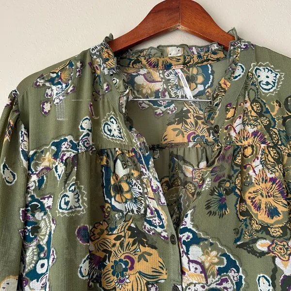 Free People Green Paisley Ibiza Nights Tunic Dress Size Small - Image 7