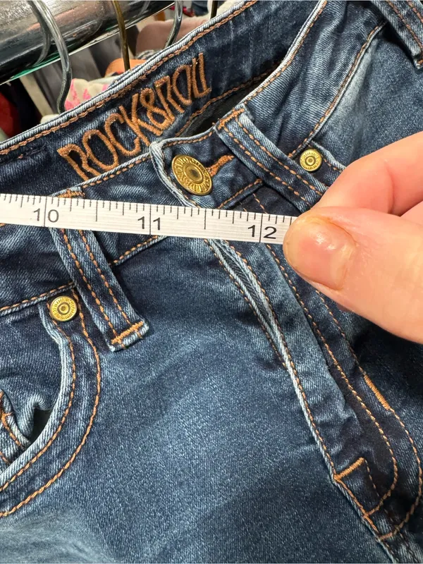 Rock & Roll High-Waist Dark Blue Flare Jeans for Women 24x32 - Image 6