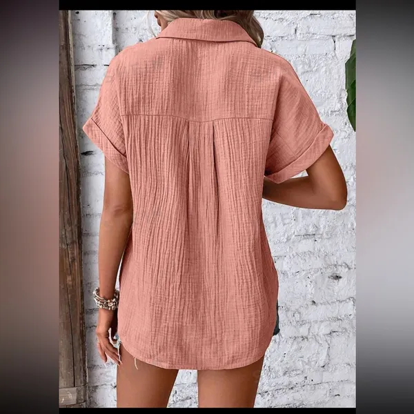 SHEIN LUNE Batwing Sleeve Pocket Patched Shirt Size Large - Image 2