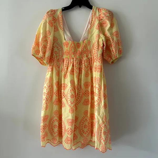 Lilly Pulitzer Sarafina Eyelet Yellow and Orange Patterned Babydoll Dress Size 2 - Image 3