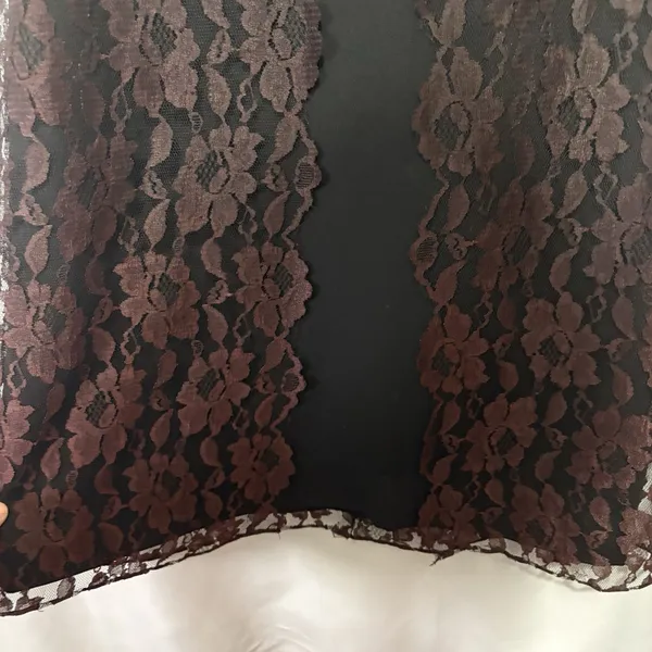 Vintage 90s Y2K Black Brown Lace Slip Dress Dark Romantic Whimsigoth Goth Sz M - Image 5
