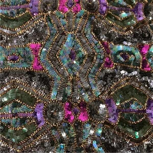 Vintage Art Deco 100% Silk Sequin & Beaded Top M - Image 11