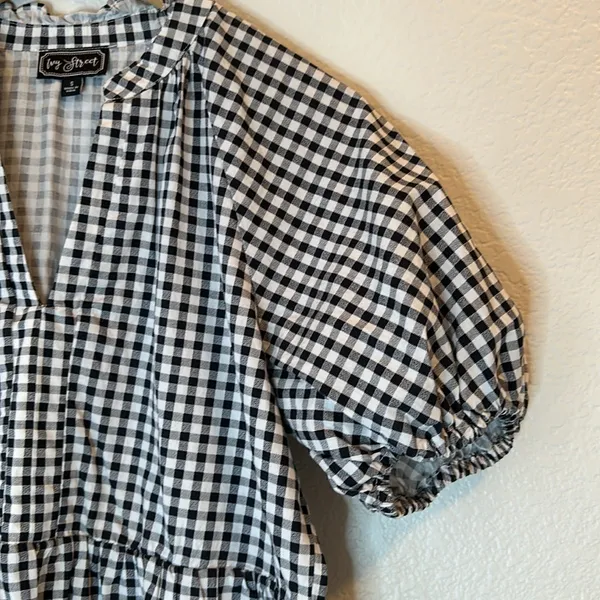 100% Cotton Gingham Dress Black - Image 2