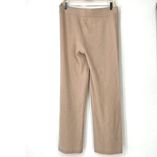 L Neiman Marcus pants 100% Cashmere beige pink wide-leg knit pull-on lounge - Image 3