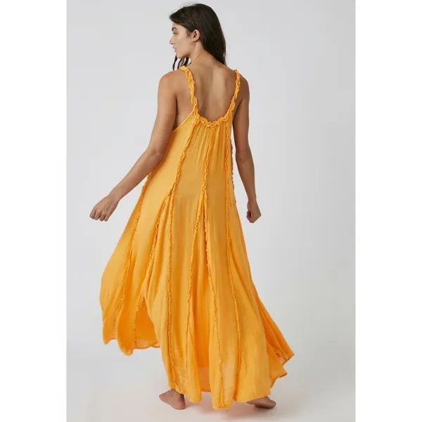 Free People Bohemian Ethereal Goddess Gauze Mckinley Maxi Dress Marigold Medium - Image 10