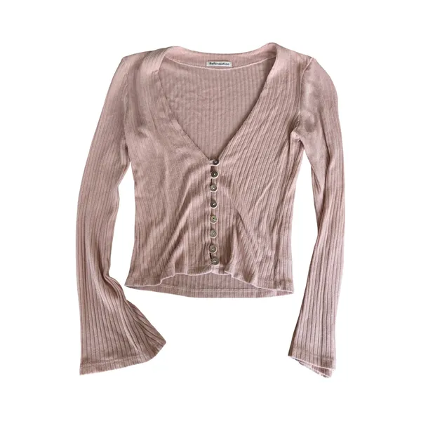 Reformation Pink Ribbed Knit Gellar Top Size: XS - Image 2