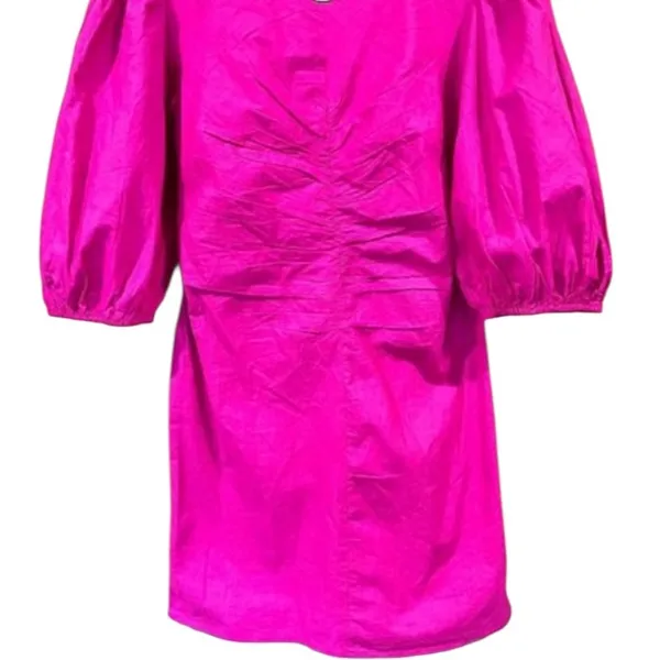 FREE PEOPLE Hope Mini Dress Fuchsia Pink Fantastic Poplin Cotton - Image 5