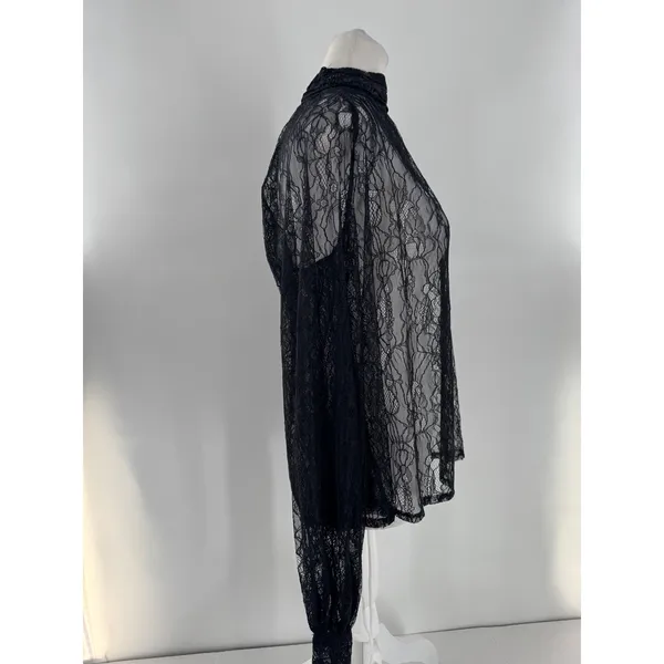 NA-KD Black Lace Blouse 36 US Small 4 Sheer Romantic Grunge Whimsigoth Layering - Image 8
