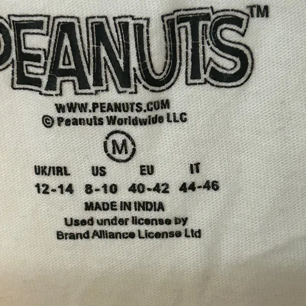 Peanuts Snoopy Short Sleeve Tee White Black Size M - Image 6