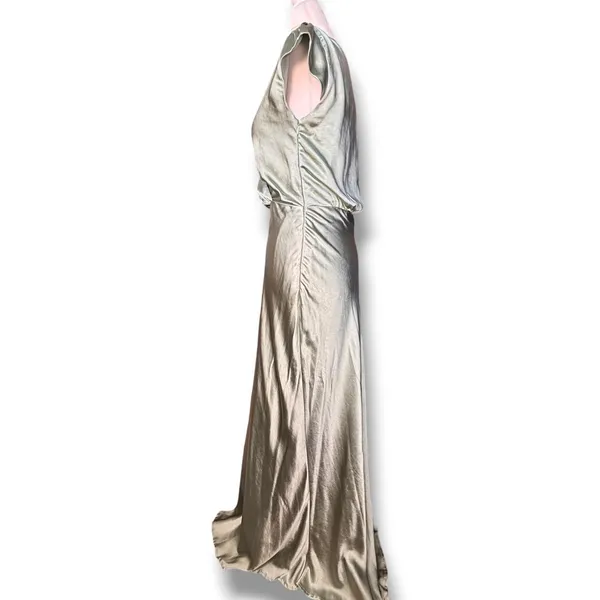 Billy J Selma Sage Green Satin Maxi Dress‎ Bridesmaid Wedding Guest Formal Gown - Image 7