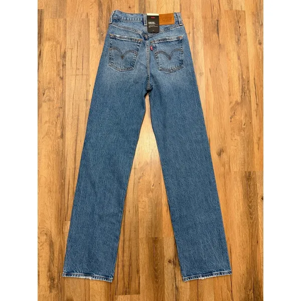 Levi's Ribcage Straight Jeans Women's 24x32 Super High Rise NWT Blue - Image 3
