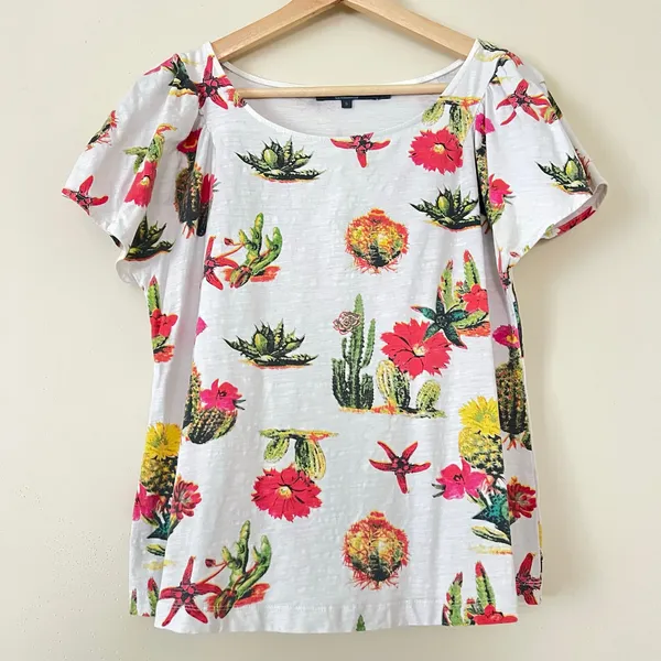 Anthropologie Eva Franco Cactus Tee Women's Blouse Top Shirt‎ S Cacti Succulent - Image 4
