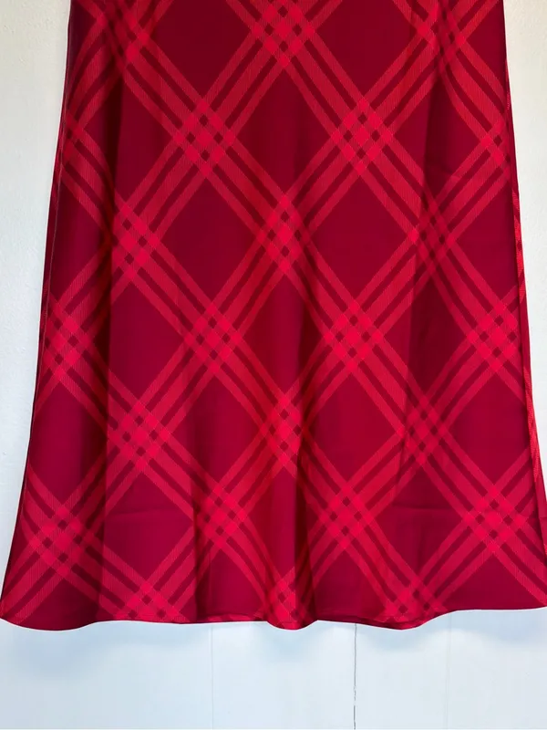 NWT J. CREW FACTORY Printed Bias Slip Skirt Autumn Crimson Candy Apple Medium - Image 5
