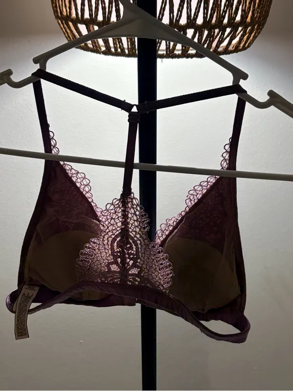 Victoria's Secret Lace Trim Paisley Plunge Bra - Plum - Image 5
