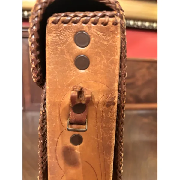 Vintage Clifton's Hand Tooled Leather Handbag Purse Brown Western Satchel Bag - Image 8