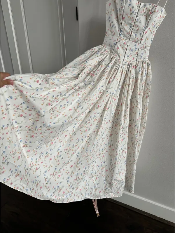 HOUSE OF CB Ysabella White Posy Print Cotton Maxi Sundress NEW Size XS - Image 3