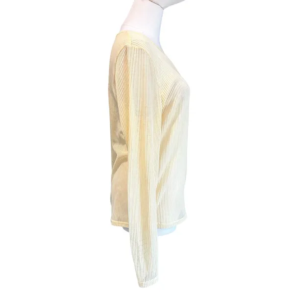 Divided H & M Top Yellow Semi Sheer Boho Casual Beach Stripes XL Long Sleeves - Image 4
