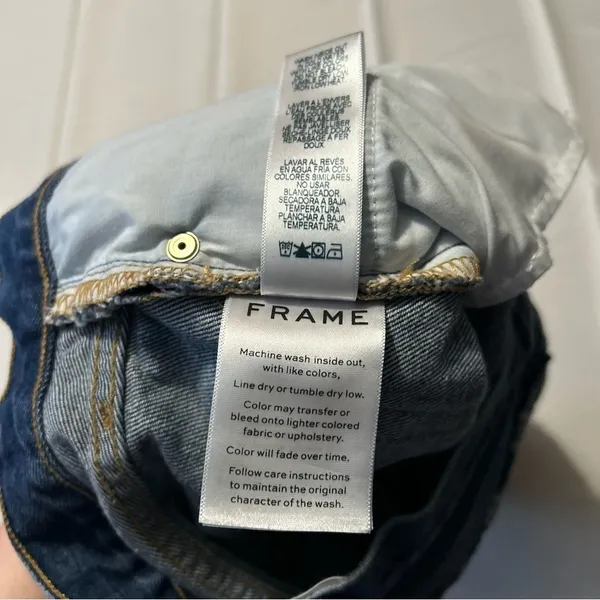 Frame Casablanca Blue Denim Jean Mini Skirt Distressed Stagger Hem Size 26 - Image 5