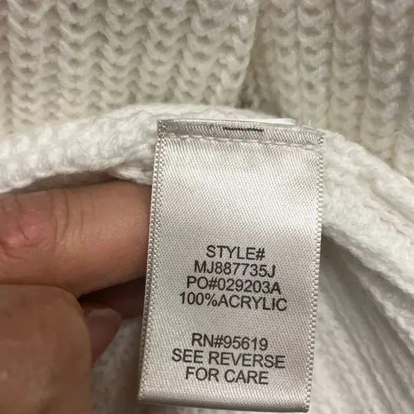 John Paul Richard 100% Acrylic Broach Button White Knit Cardigan Med #763 - Image 7