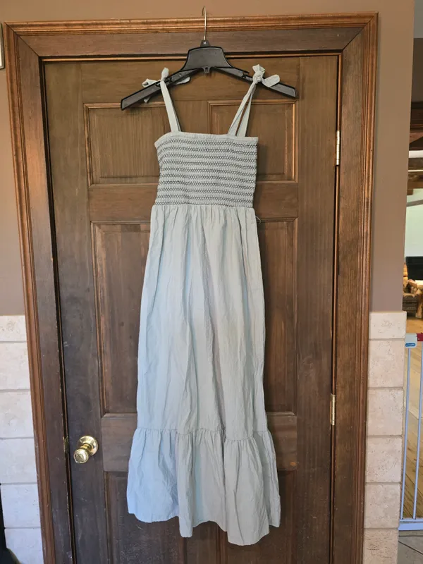 Cotton On Light Blue Smocked Midi Dress with Tie Shoulders - Image 5
