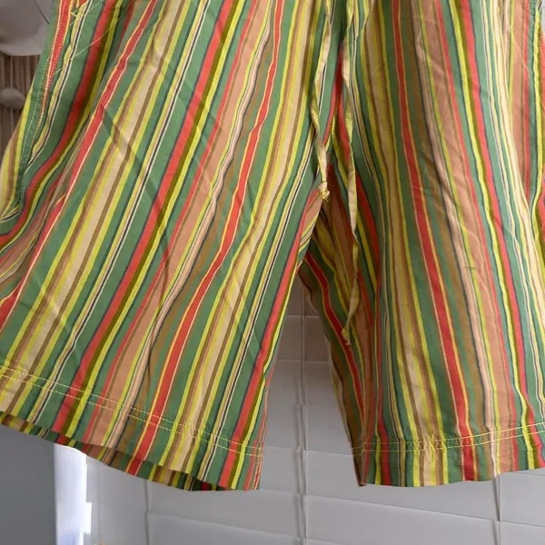 Free People Saylor Poplin long relaxed Shorts rainbow stripe coastal boho S NWT - Image 5