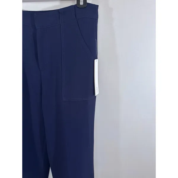 AQUA Womens Navy Blue High Waisted Patch Pocket Straight Leg Trousers Small‎ NEW - Image 5