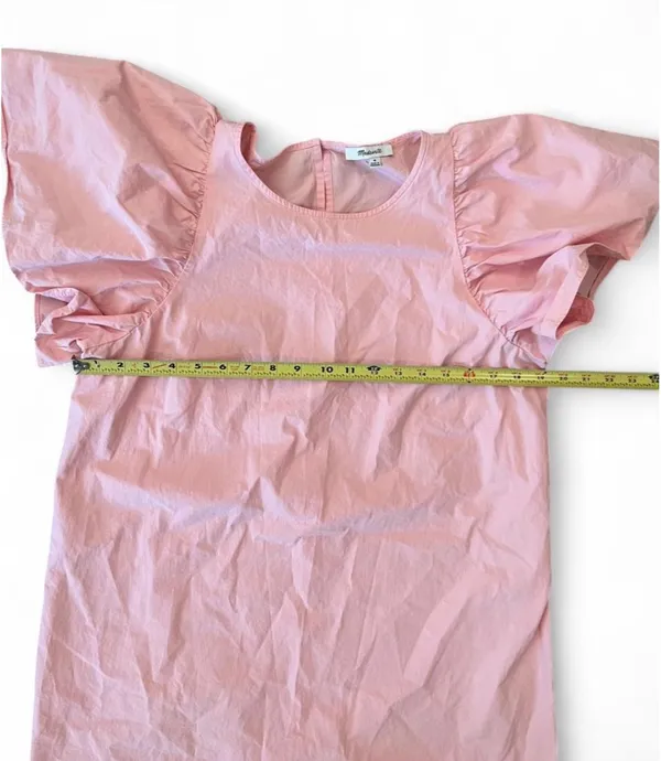Madewell Poplin Flutter Sleeve Dress Light Pink Medium - Image 6