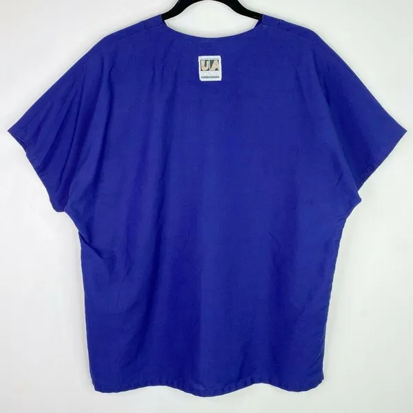 UA Scrubs Uniform Advantage Solid Blue Scrub Top Shirt Size Medium M - Image 2