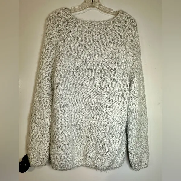 Buffalo David Bitton Sweater Women's‎ White Gray Knit Round Neck Chunky X-Large - Image 3