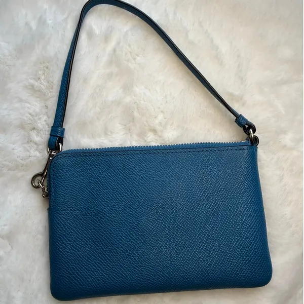Coach Blue Corner Zipper Black Wristlet - Image 2
