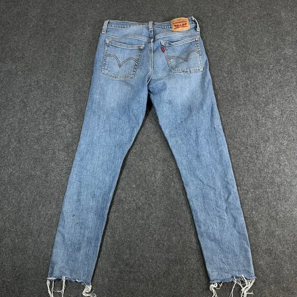 Levis Wedgie Skinny Jeans 28 Medium Wash Distressed Raw Hem High Rise Denim - Image 2