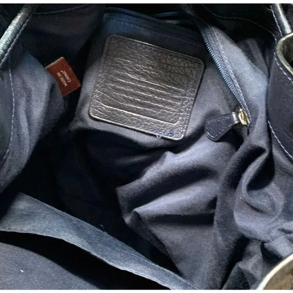 Coach Mickey Navy Blue Pebbled Leather Drawstring Bucket Bag Crossbody Classic - Image 8