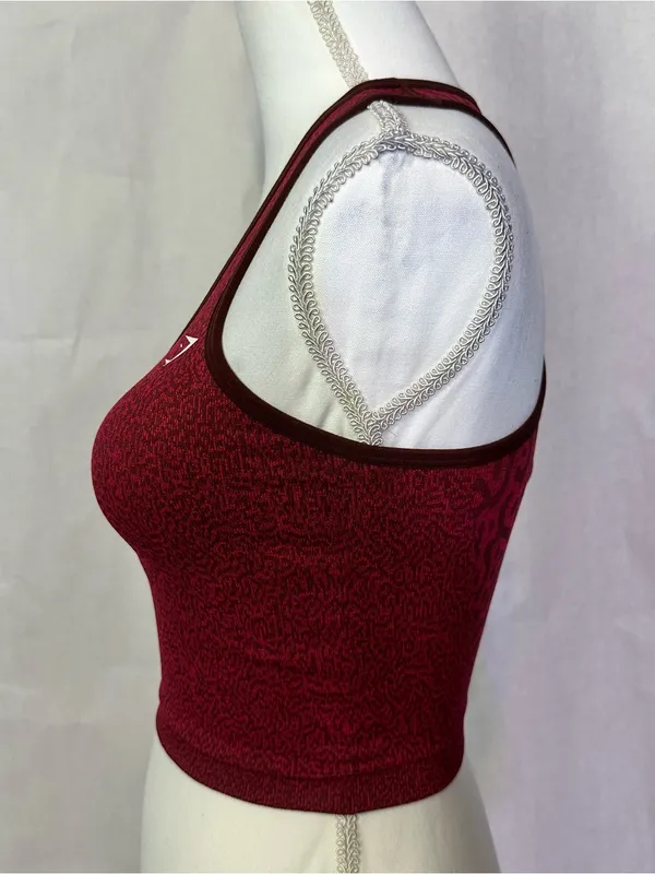 Gymshark Maroon Seamless Square-Neck Crop Tank - Image 2