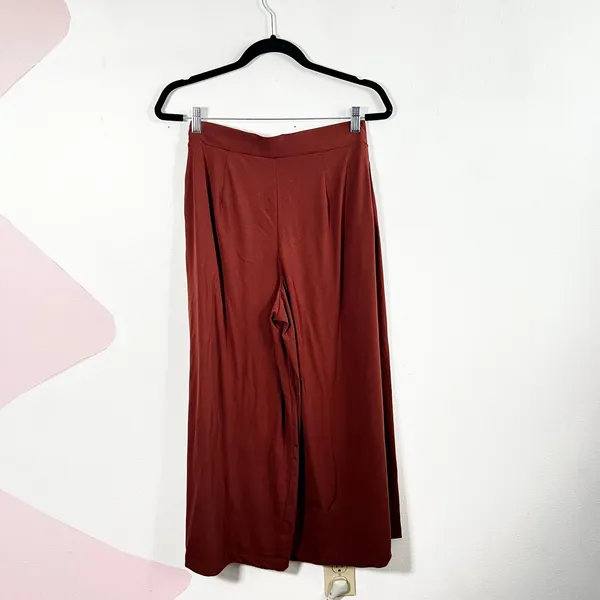 Uniqlo Wide Leg Pants Womens Sz Small Brown Palazzo‎ Minimalist Classic - Image 2