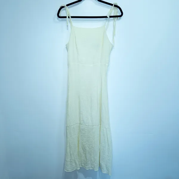 New Cider Pale Yellow Spaghetti Strap Midaxi Dress Size Large - Image 2